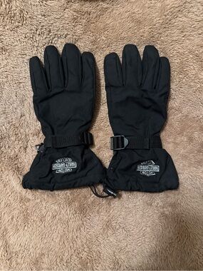 Harley-Davidson Black Insulated Men's Riding Gloves with Wrist Straps